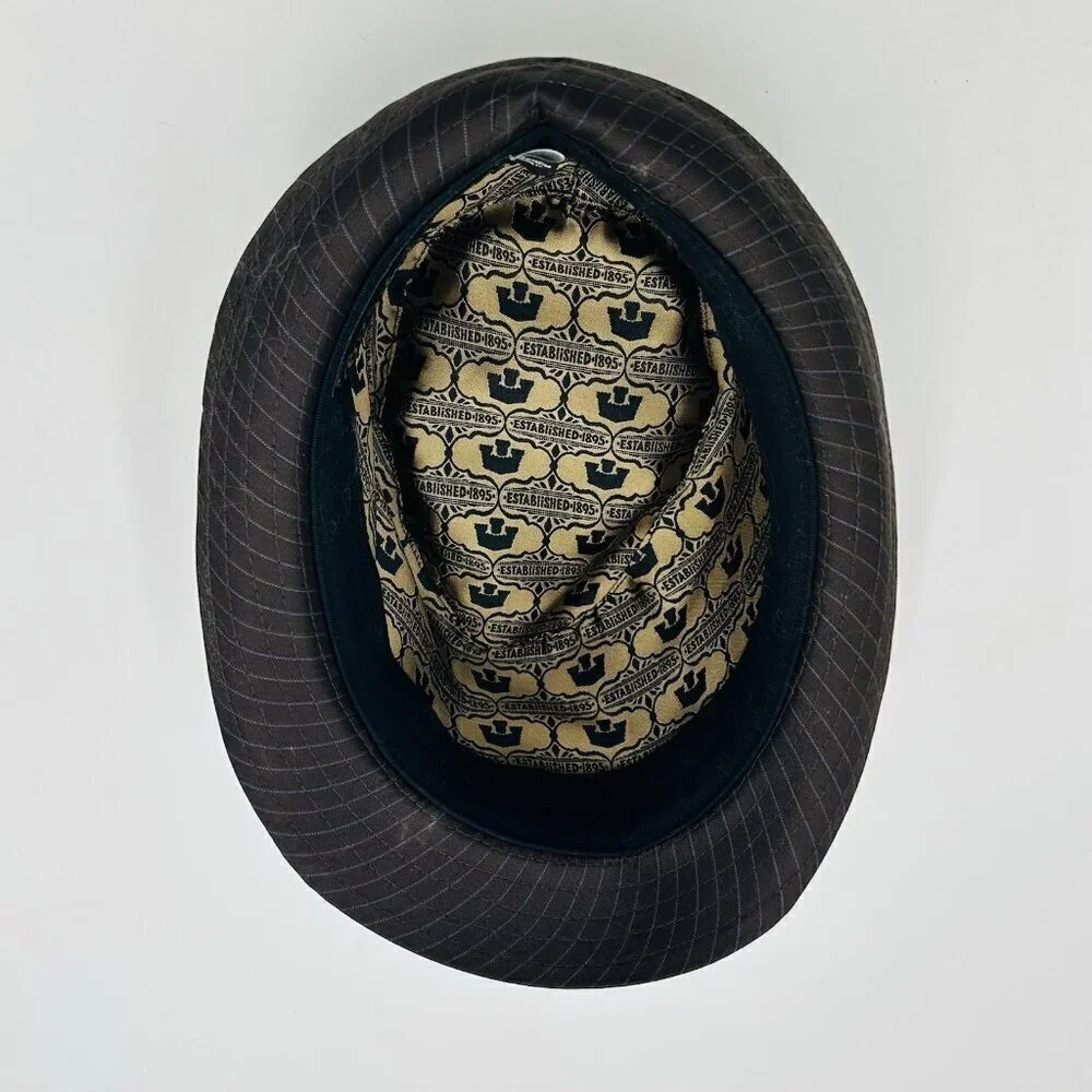 Goorin Bros Fedora Hat Cap Mens Sz M Brown Pinstripe w Satin Band Wool Blend